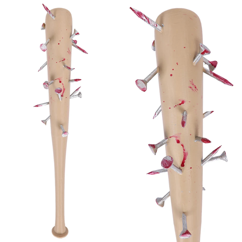 Batte de baseball hérissée de clous tachés de rouge, accessoire Stranger Things