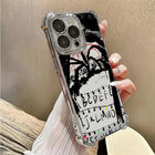 Coque iPhone transparente bord argenté Stranger Things Mind Flayer et mur alphabet