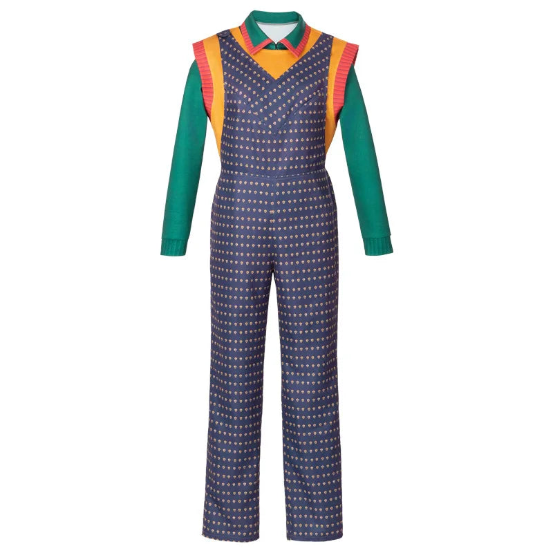 Costume cosplay Holly Wheeler Stranger Things saison 5, ensemble femme : combinaison violette, haut vert et gilet orange