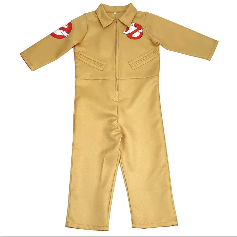 Combinaison beige Ghostbusters Stranger Things seule, avec l'écusson du fantôme barré