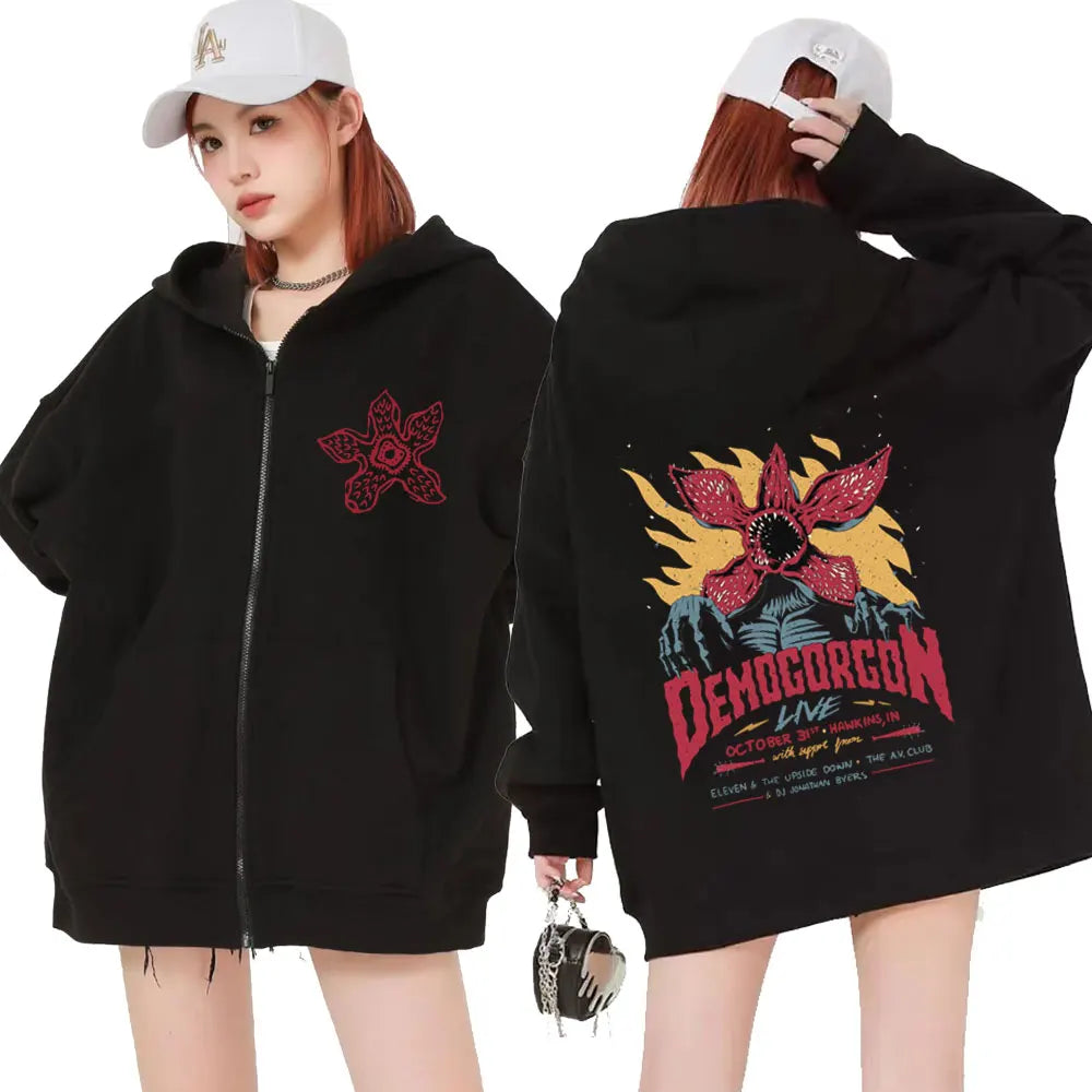 Sweat zippé Stranger Things Demogorgon Live vu de face
