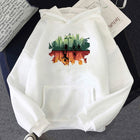 Sweat à capuche blanc Stranger Things vélos et forêt à l'envers